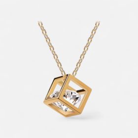 Aranyozott Kocka Nyaklánc Lebegő Kristállyal
