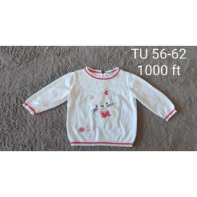  Hímzett Cicás Kislány Cérnakötött Pulóver – 56-62-es méret