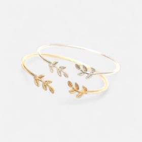 Természeti Elegancia: Olajág Motívumos Nyitott Karperec 