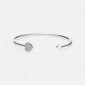   Köves Szív Ezüstszínű Merev Karkötő – Minimalista Romantika