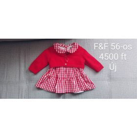   F&F Karácsonyi Piros Kockás Ruha és Kardigán Szett – 56-os méret