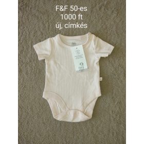   F&F halványrózsaszín bordázott pamut body – 50-es méret (Új, címkés)