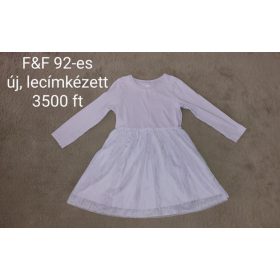   F&F lila hosszú ujjú tüllszoknyás ruha – 92-es méret (Új, címkés)