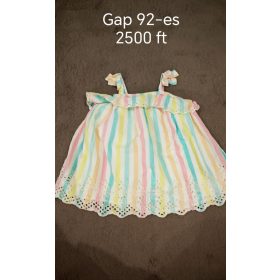   Gap színes csíkos, hímzett szegélyű ujjatlan ruha – 92-es méret