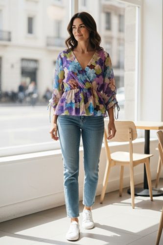 Aszimmetrikus Fodros Női Blúz – Modern Elegancia és Kényelem