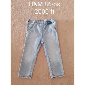 H&M Világoskék Gumis Derekú Farmernadrág (86-os méret)