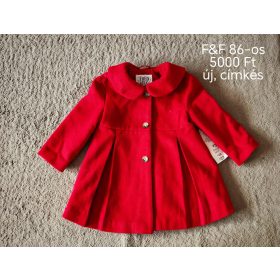 F&F Klasszikus Piros Szövetkabát (86-os méret)