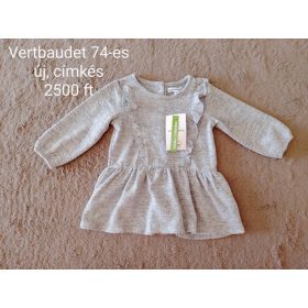 Vertbaudet fodros, szürke kislány tunika – 74-es méret