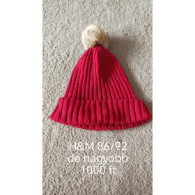 H&M Piros Bojtos Kislány Téli Sapka (86/92-es méret)