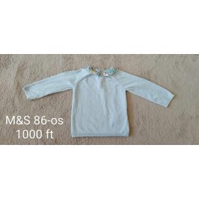   M&S Világoskék Kislány Pulóver Virágos Gallérral (86-os méret)