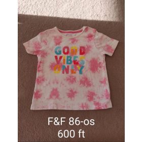   F&F "Good Vibes Only" Batikolt Póló – 86-os méret