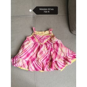   Matalan pink kockás, hímzett kislány ruha – 62-es méret