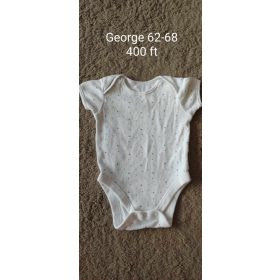   George 62-68-as Rövid Ujjú Baba Body – Ezüst Csillagos Mintával