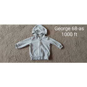   George 68-as Kapucnis Baba Felső – Szürke Melírozott Színben, Fülekkel