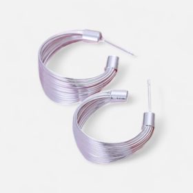   Légies Modernitás: Minimalista Ezüst Tónusú Szálas Karika Fülbevaló