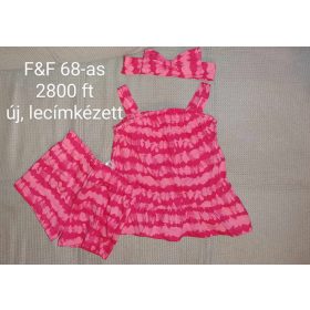   F&F 68-as pink mintás nyári szett hajpánttal – Prémium és újszerű babaruha