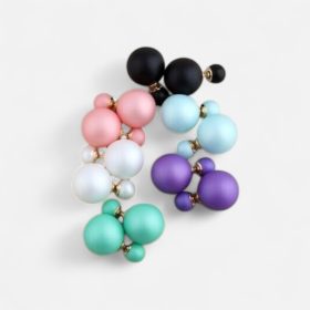   Pasztell Elegancia – Dupla Gömbös Női Fülbevaló Kollekció