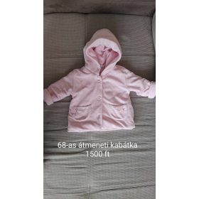  Puha rózsaszín átmeneti babakabát kapucnival – 68-as méret