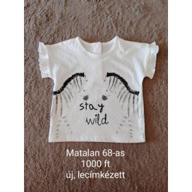   Matalan zebrás "Stay Wild" fodros póló – 68-as méret