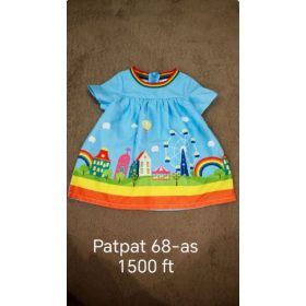   Patpat szivárványos, városmintás kislány ruha – 68-as méret