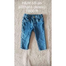  H&M klasszikus kék, állítható derekú kisfiú/kislány farmer – 68-as méret