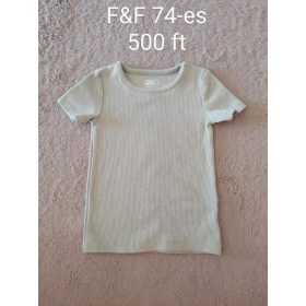   F&F Bordázott Pasztellzöld Kislány Póló – 74-es méret