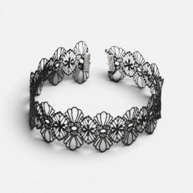  Csábító Elegancia – Virágmintás Fekete Csipke Choker Nyaklánc